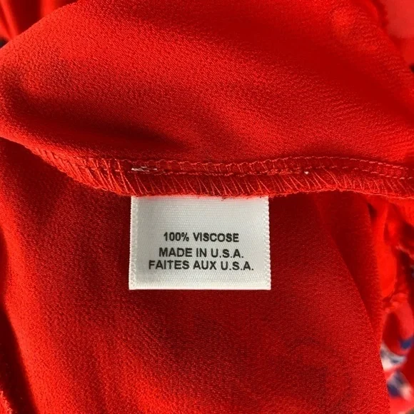 MISA‎ LOS ANGELES Raquel Red Floral Two Layer Semi Sheer Midi Dress Sz S - Picture 7 of 10